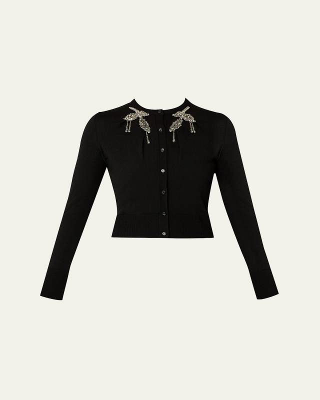 Crystal Cropped Wool Cardigan